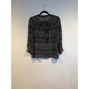 Madewell Black & White Geometric Lace-Up Blouse Size Small